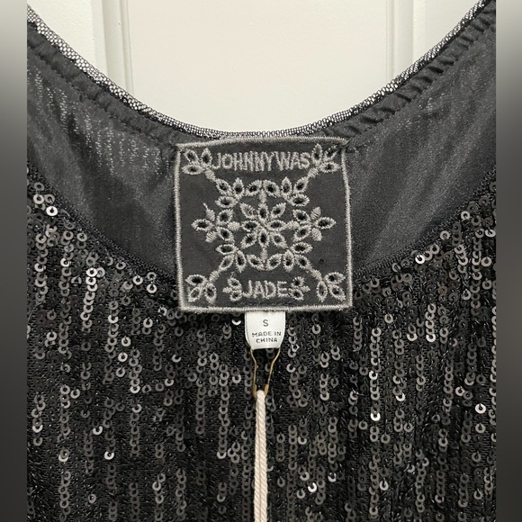 Johnny Was Top Womens small Black Amy Easy Cami Sequins L13121-O NWT $170 - Picture 5 of 6